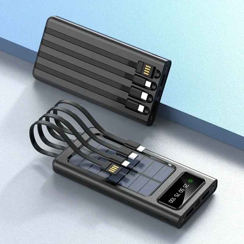 Powerbank Solarny z wbudowanymi kablami