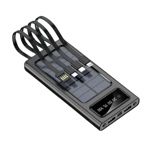 Powerbank Solarny z wbudowanymi kablami